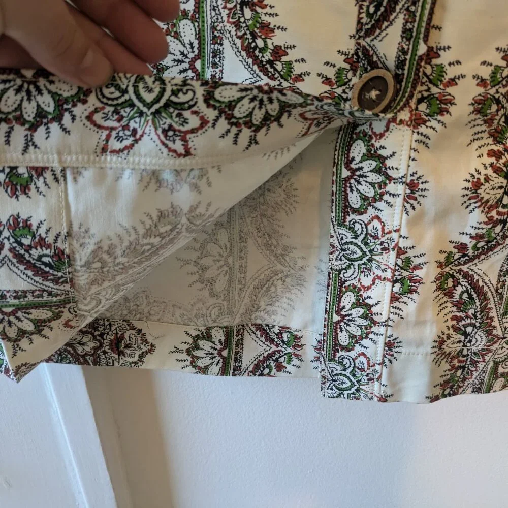 Anthropologie Maeve Printed White Button Front Skirt - Picture 7 of 11